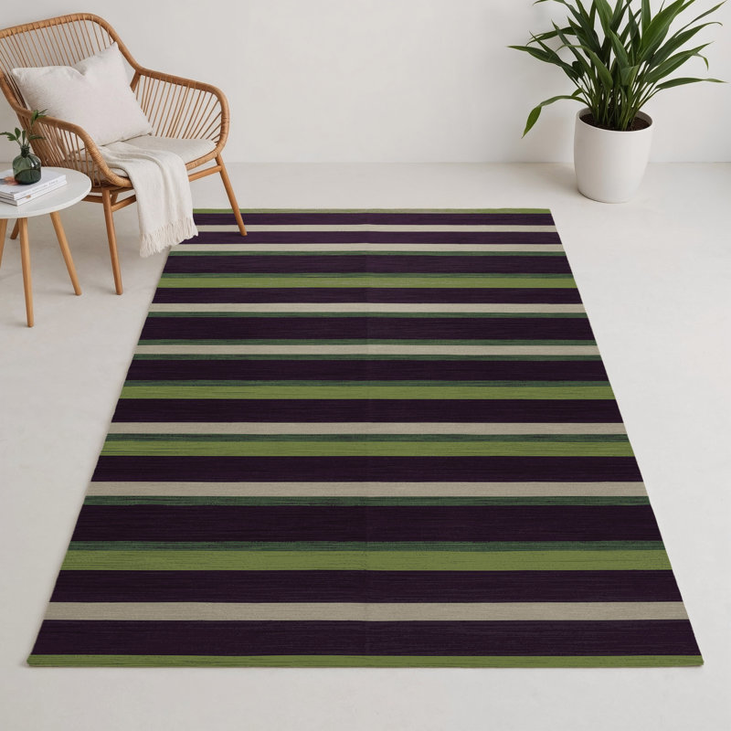 Tapis intérieur / extérieur mauve HorizontalStripes, Rectangle 5 pi x 7 pi