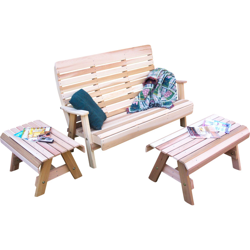 Ensemble de conversation 3 pièces Cedar Benches, Aucune finition