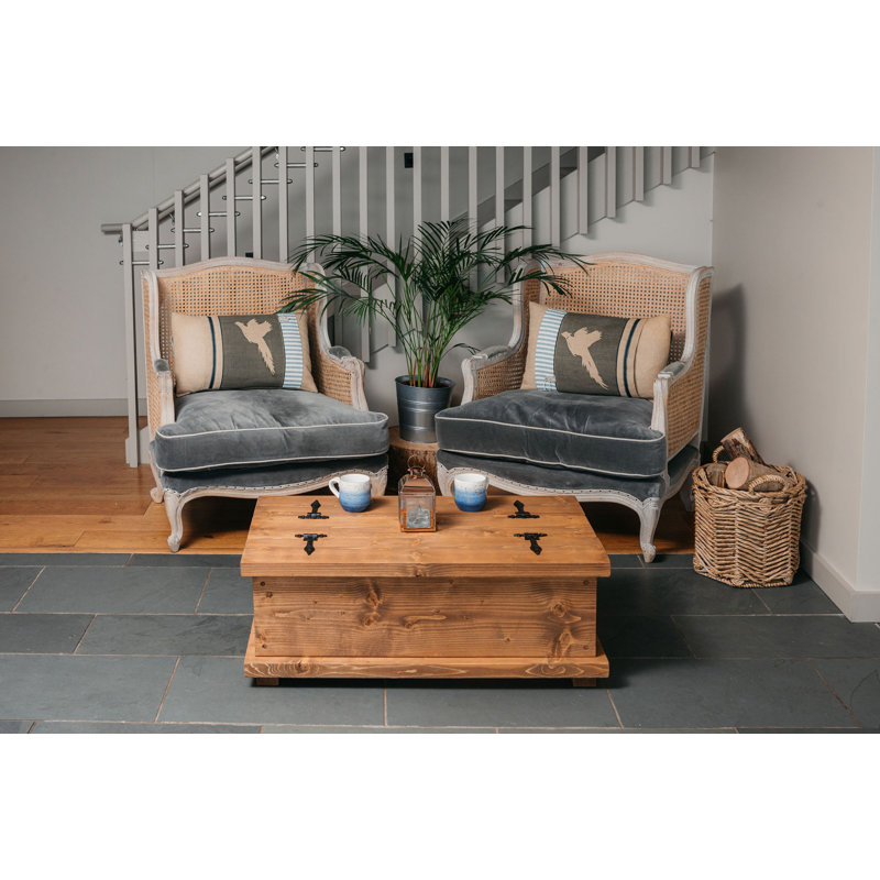 Barnsdall Solid Wood Rustic Chest Coffee Table, Dark Oak, 33cm H x 90cm W x 60cm D