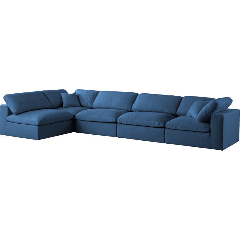 Jocqua Velvet L-Shaped Sectional Reversible, Navy Velvet