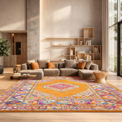 Christa Southwestern Orange/Fuchsia Area Rug
