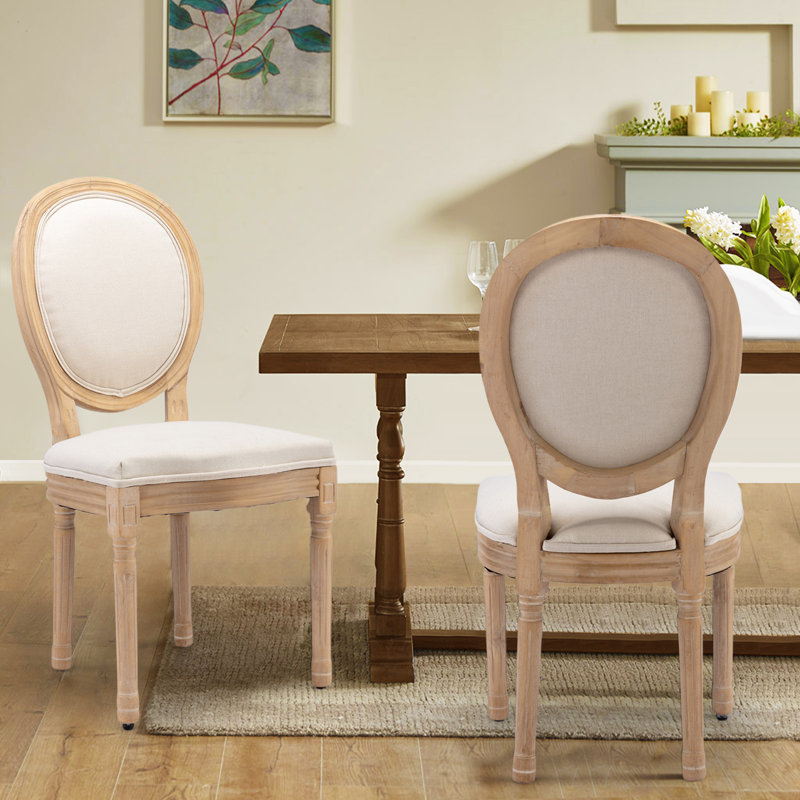 Ajith Fabric Side Chairs Dining Chairs,Upholstered Dining Chairs,Kitchen Chairs, Linen Beige