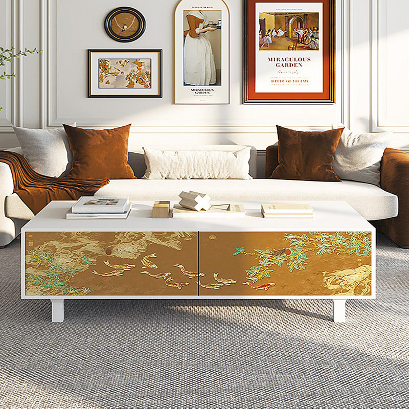 Table basse avec rangement peint français rétro, Blanc