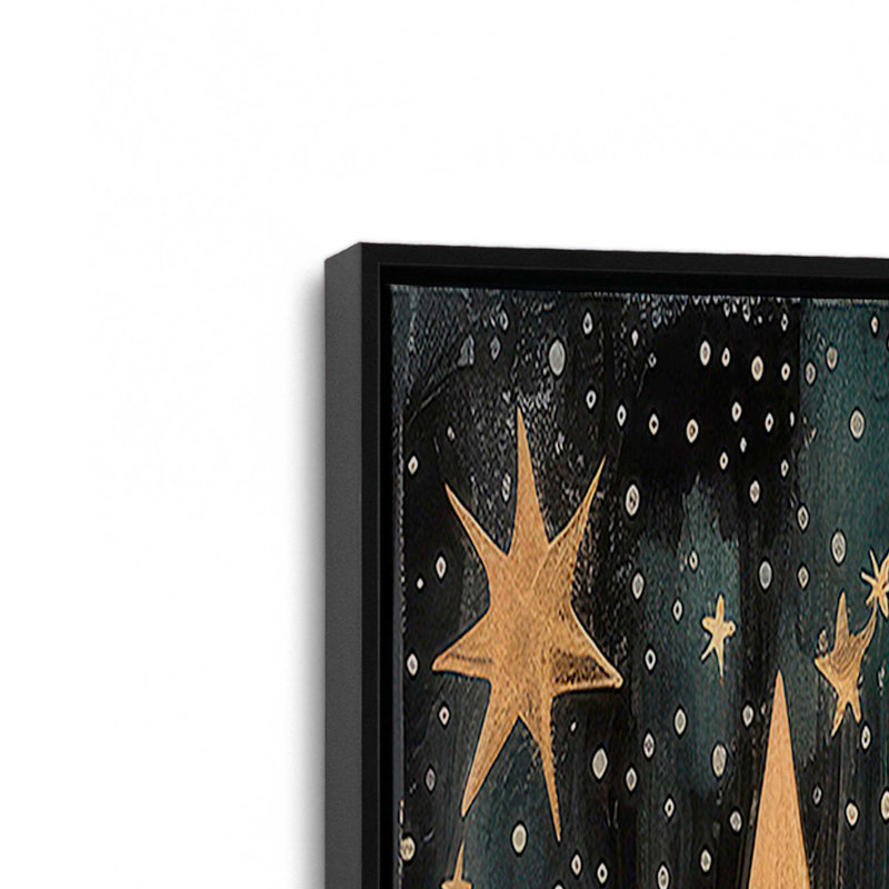 Starry Night Christmas Trees II, reproduction sur toile dans un cadre, Cadre noir, H 12,75 po x l 12,75 po x P 1,75 po