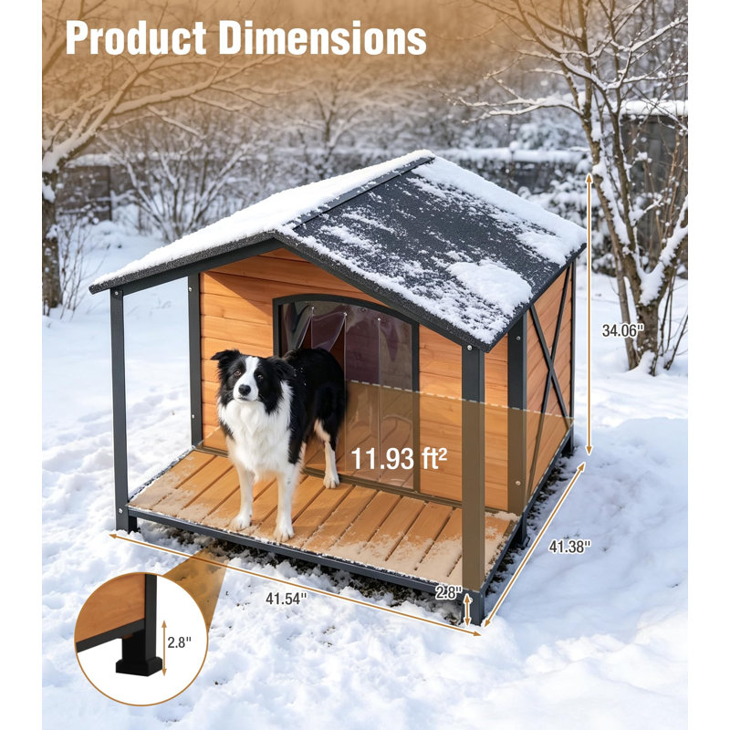 Grande maisonnette d'extérieur chauffée pour l'extérieur avec coussin chauffant et doublure isolante Tucker Murphy Pet ™