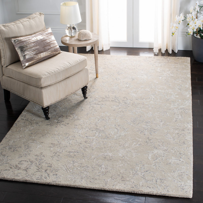 Tivoli Hand Tufted Viscose/Wool Floral Rug in Gray, Rectangle 8' x 10'