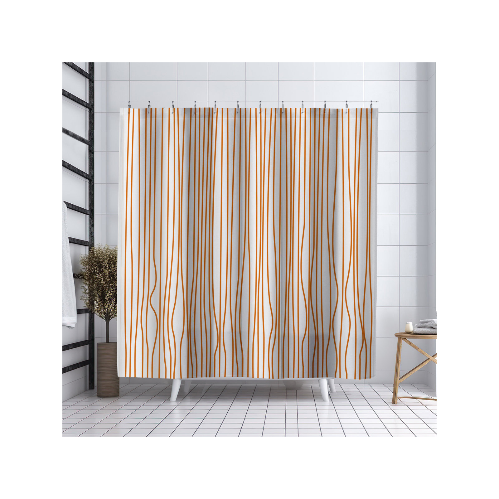 Coco Polyester Shower Curtain, Orange
