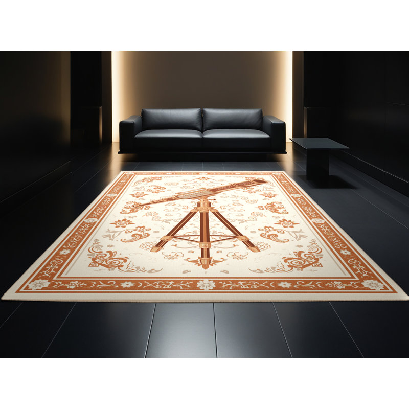 Tapis oriental classique beige lavable à la machine avec télescope Ovetta, 3 x 5