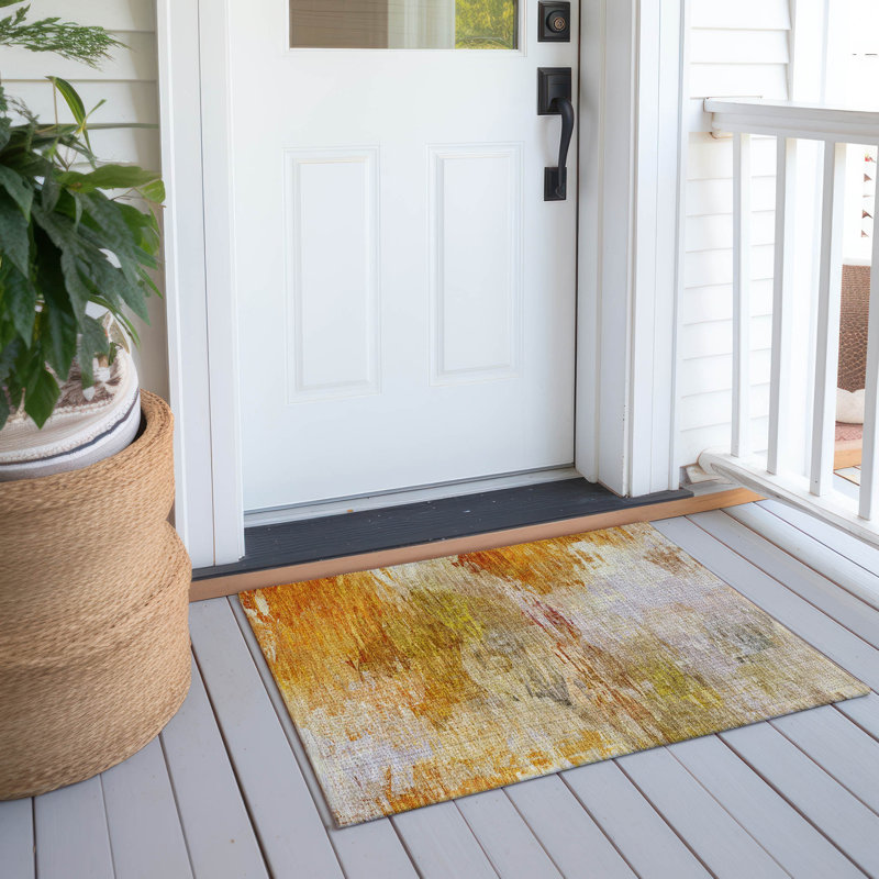 Khloei Washable Abstract Indoor / Outdoor Rug, Rectangle 1'8" x 2'6"