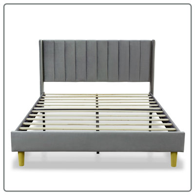 Deeb Vertical Channel Tufted Wingback Platform Bed