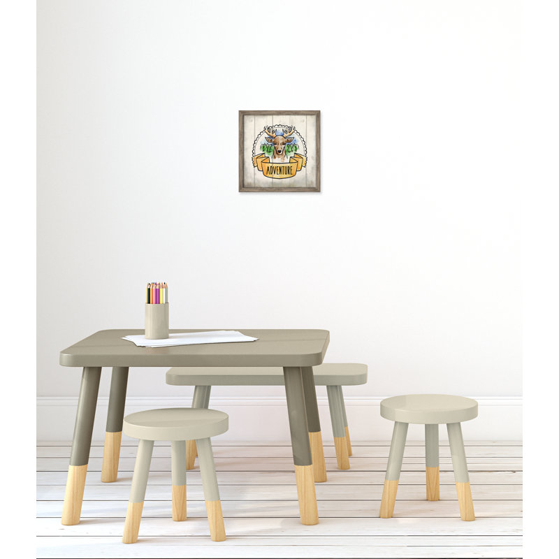 Adventure is out There 1, art encadré, 12" H x 12" W x 1.18" D, Encadré de boîte de grange gris