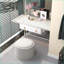 Table basse avec repose-pieds et rangement, gris clair | Polyester