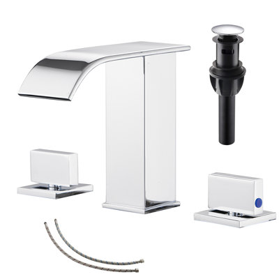 Widespread 2-handle Bathroom Faucet with Drain Assembly