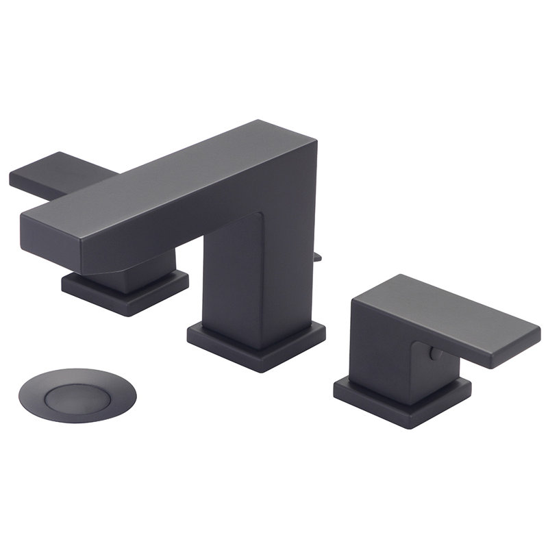 Mod Widespread 2-handle Bathroom Faucet with Drain Assembly, Matte Black