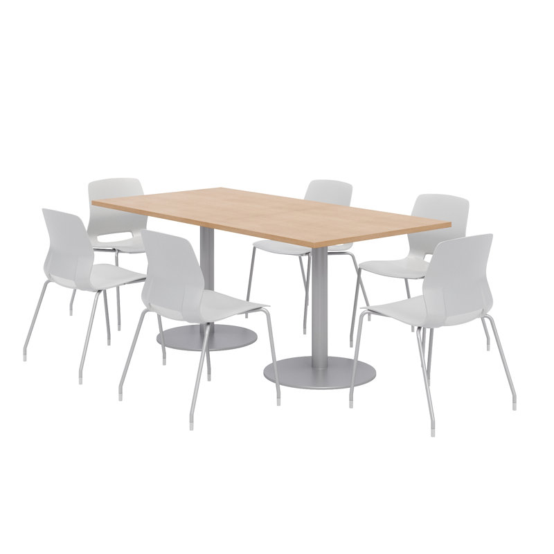 Ensemble de table de salle à manger rectangulaire 72 "et chaise, Gris clair, Érable