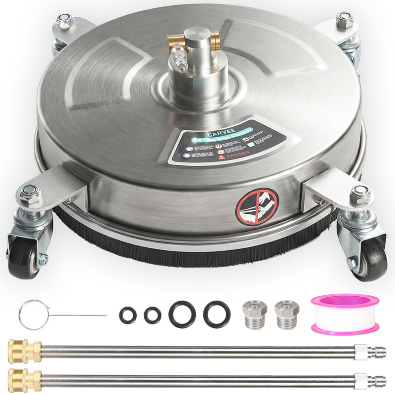 Puissance de nettoyage efficace | Nettoyeur haute pression 14 po avec 4 roues - Compatibilité élevée - Idéal pour les patios, les allées et les voitures - Fabrication durable - Couleur argent