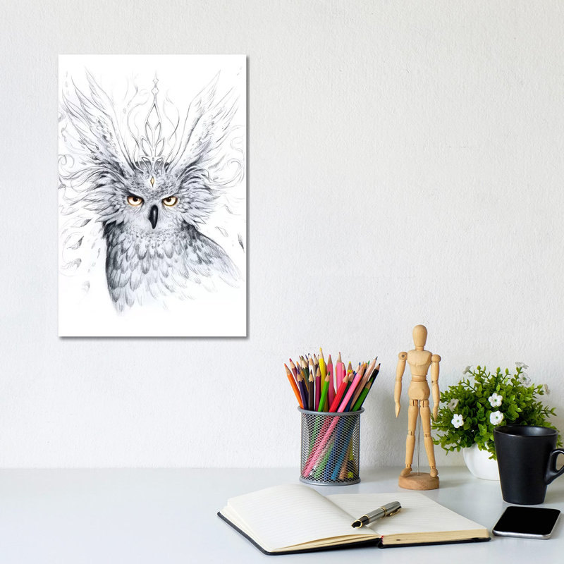 Owl by JoJoesArt - Wrapped Canvas Print, 20.32 cm H x 30.48 cm W