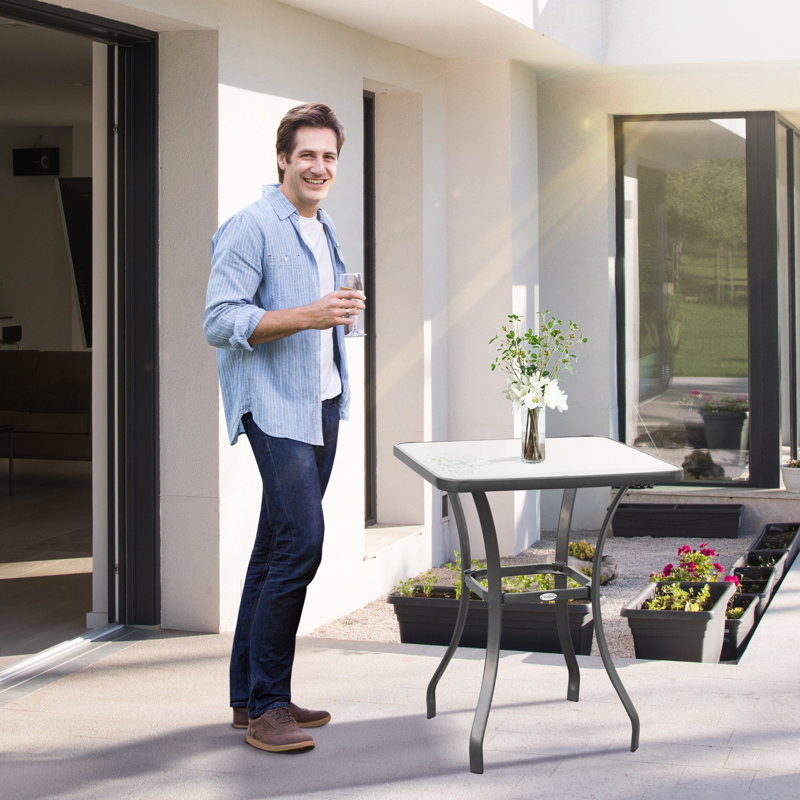 Olvia Glass Top Metal Base Dining Table