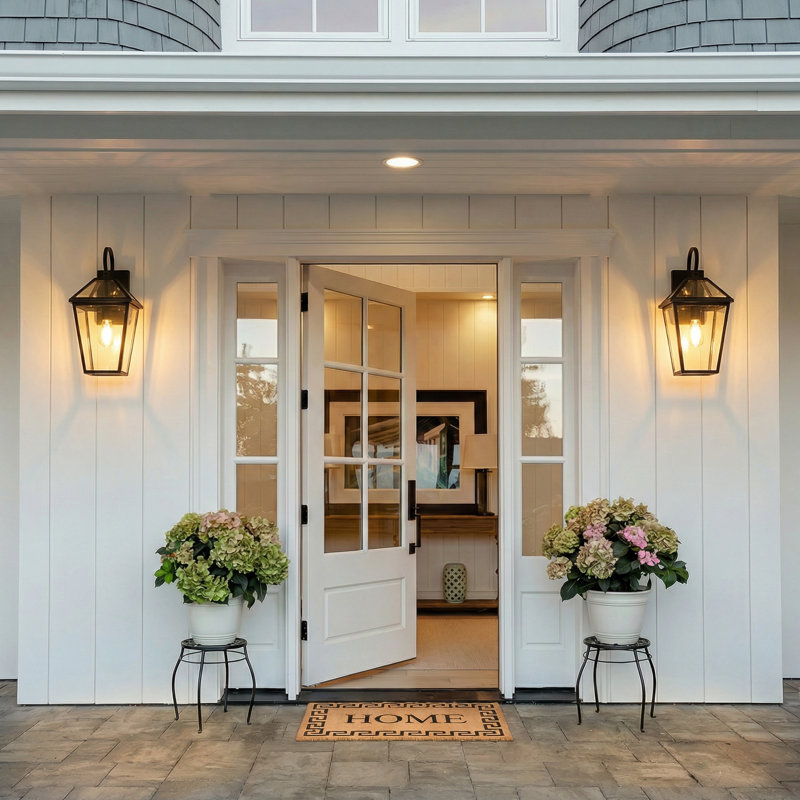 2-Pack 21" H 1-Light Black Outdoor Wall Sconce, Wall Light With Clear Glass Shade, Warterproof,For Porch, Courtyard & Garage（Bulb Not Included）