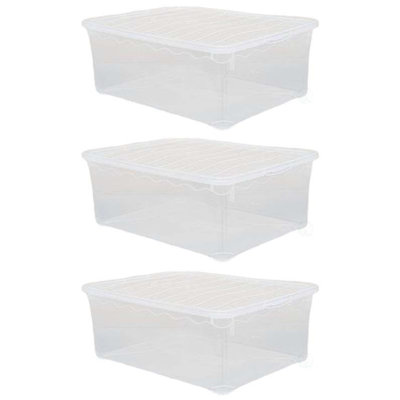 Plastic Storage Container, Shoe Box, 3 Pack