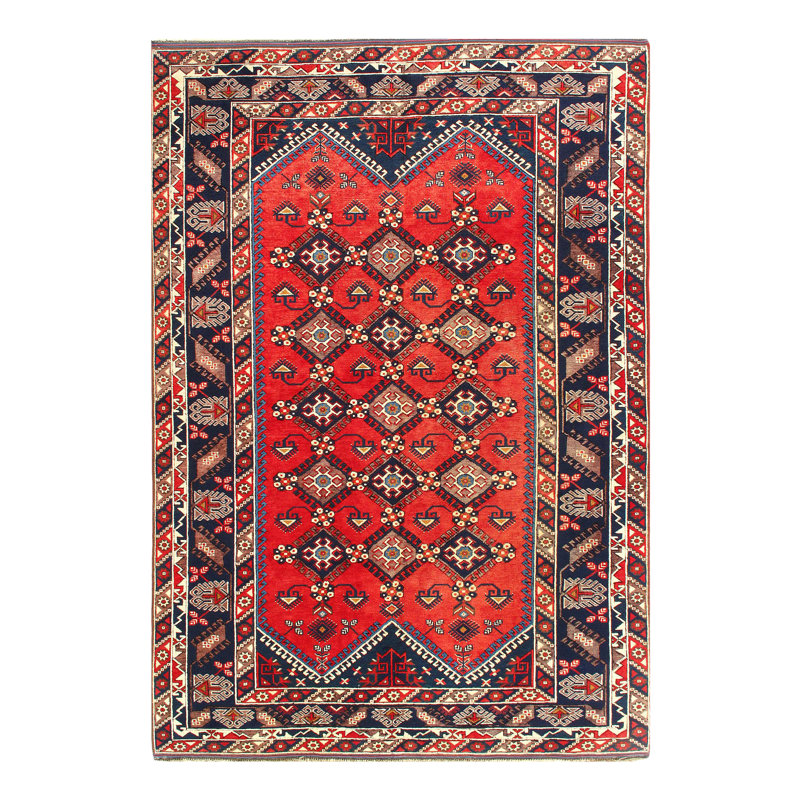 Tapis de surface en laine noué la/bleu 6 pi 5 po x 9 pi 5 po one-of-kind-the main Mancha