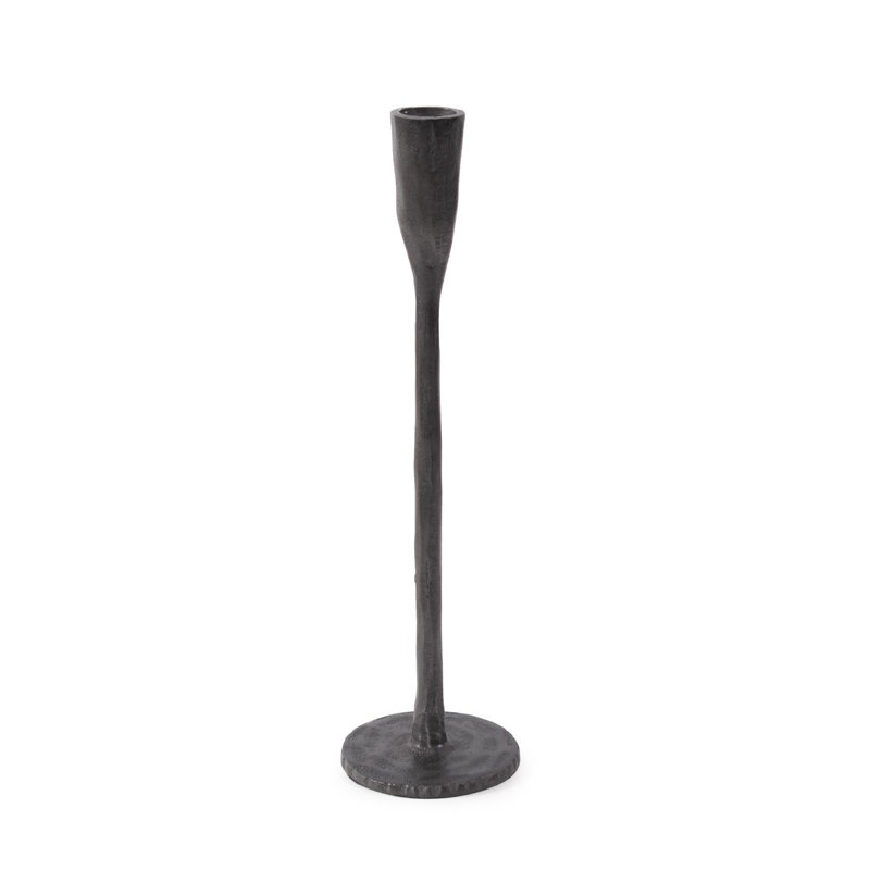 Bougeoir en fonte d'aluminium sculpté Asher, H 10,5 po x l 3 po x P 3 po
