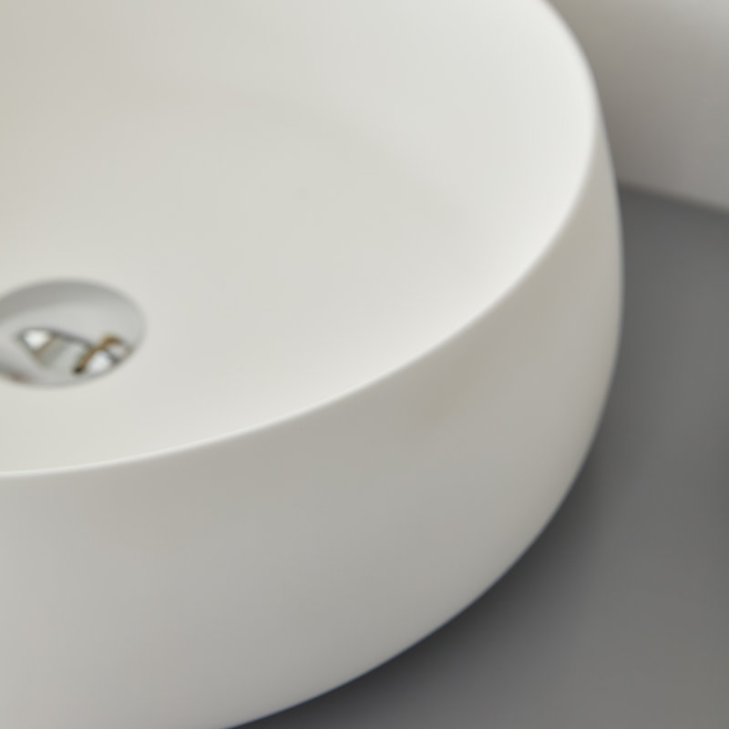 Resin 17.7'' Bathroom Vessel Sink With Pop-Up Drain, White