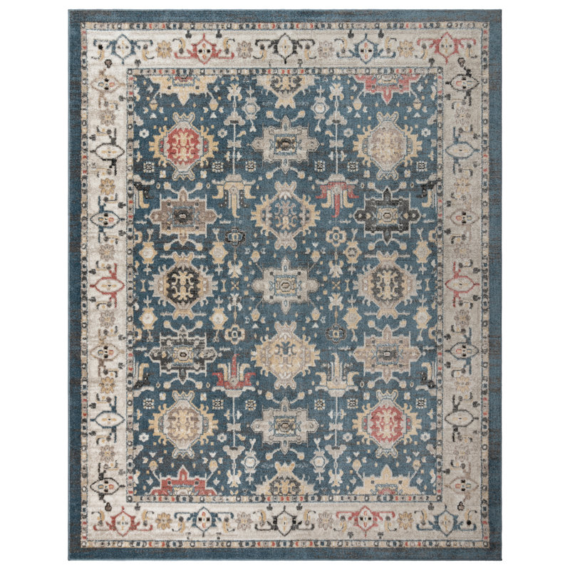 Hadley Blue and Beige Tufted Synthetic 5' x 7' Area Rug