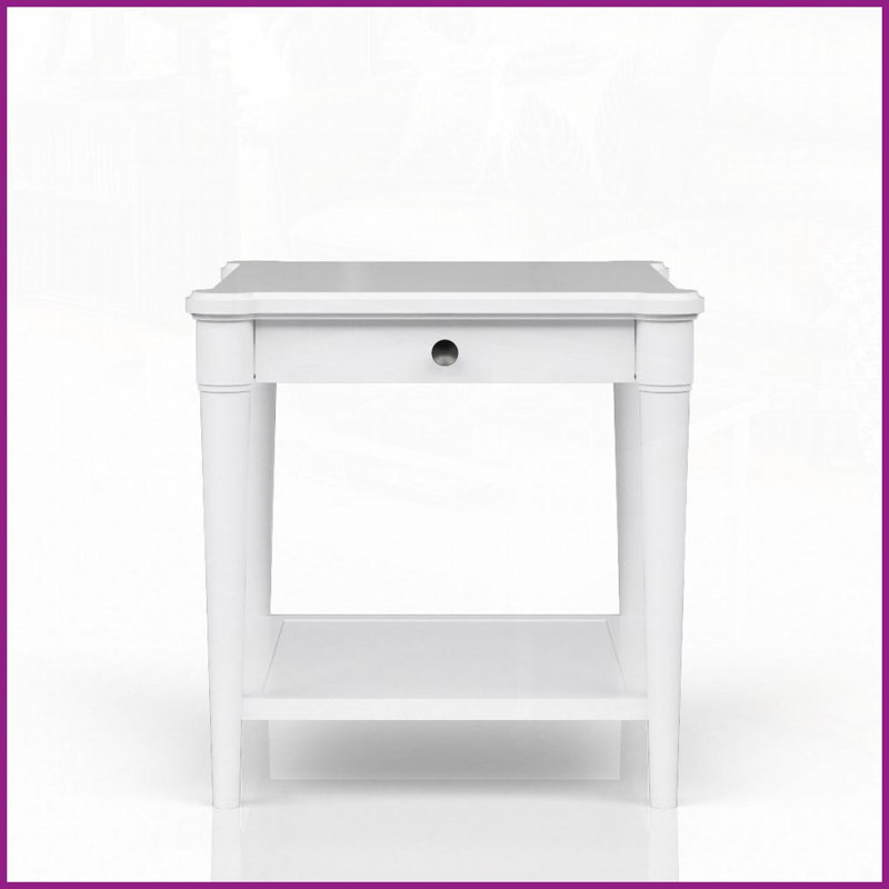 Table basse transitionnelle blanche pour le salon - 1 tiroir et amp; Tablette de rangement, conception décontractée peu encombrante