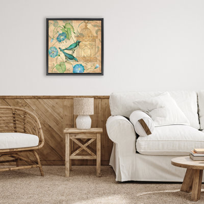 Cadre flottant Spring's Song Green Birds, design par Janet Tava