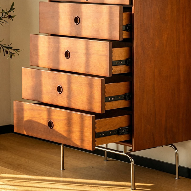 Commode d'appoint arrondie avec pattes en acier inoxydable