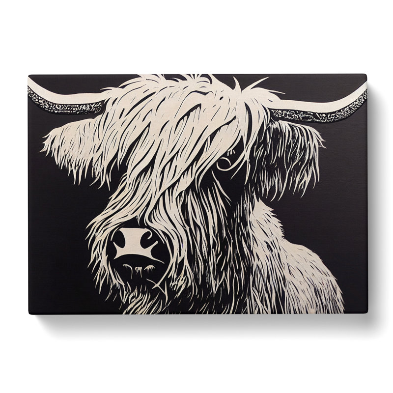 Thrilling Highland Cow - Wrapped Canvas, 40cm H x 60cm W x 3cm D