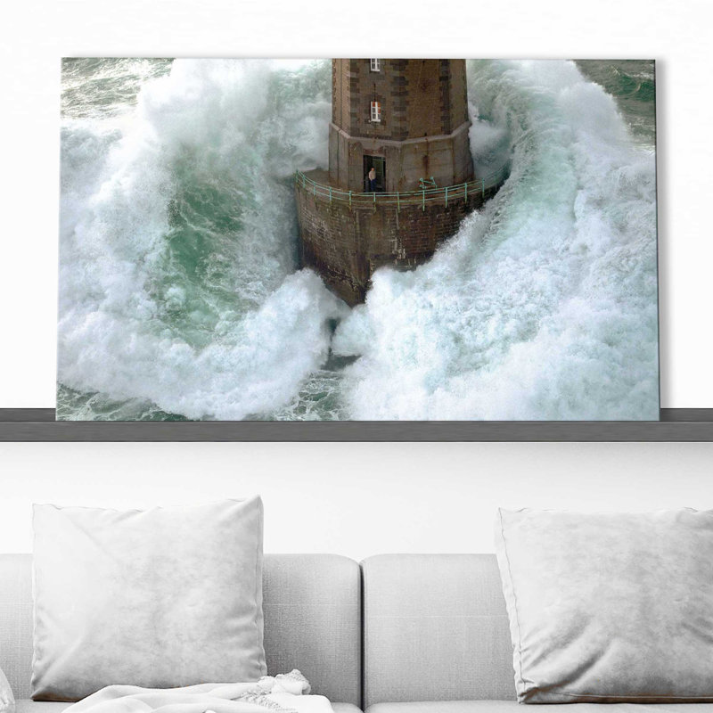 Phares dans la tempête, La Jument par JeanGuichard - reproduction de photo, H 28 po x l 48 po x P 1,5 po, Toile tendue
