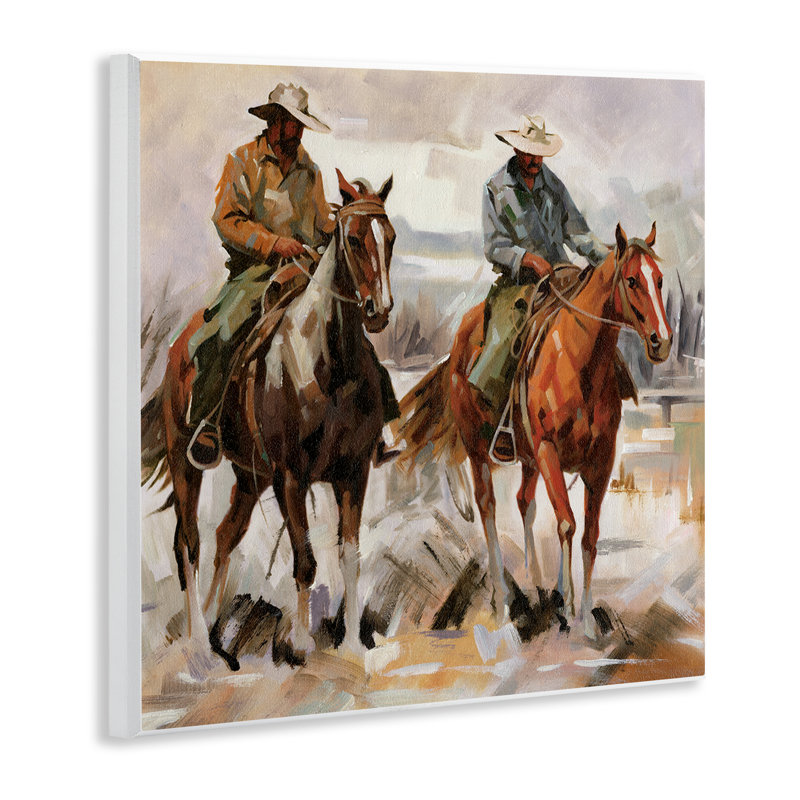  Brush Stroke Cowboys Wall Plaque Art by White Ladder