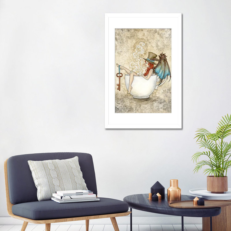 Steam Bath, White Open Corner Framed Paper, 32" H x 24" W x 1" D, White