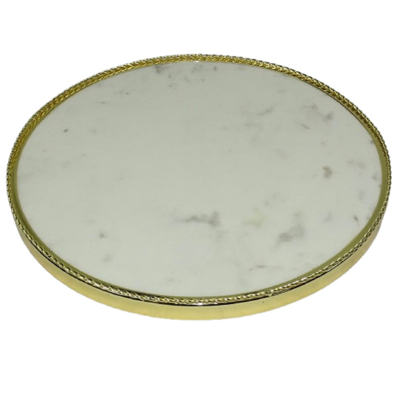 Plateau de service rond Eichner avec base en marbre - plateau moderne minimaliste pour la cuisine, la salle à manger et la décoration