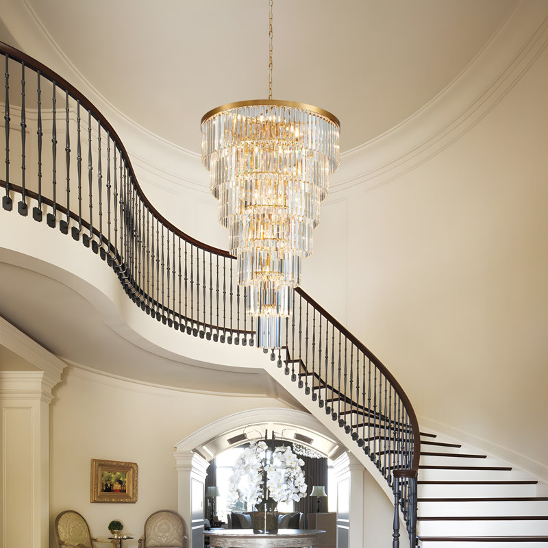 Light Dimmable Tiered Chandelier, Gold