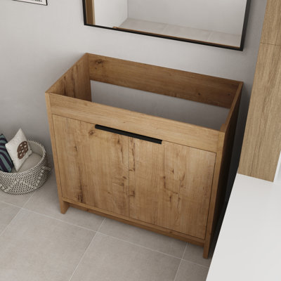 36" Freestanding Bathroom Vanity Base With 2 Doors And 1 Adjustable Shelf