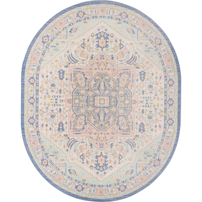 Tapis traditionnel Matthei couleur os, Ovale 8 pi x 10 pi