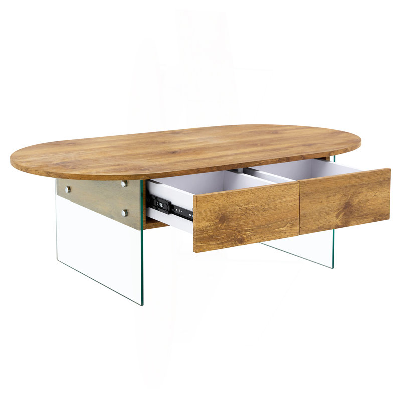 Table basse avec tiroirs doubles. La surface de la planche est un panneau de fibres à densité moyenne