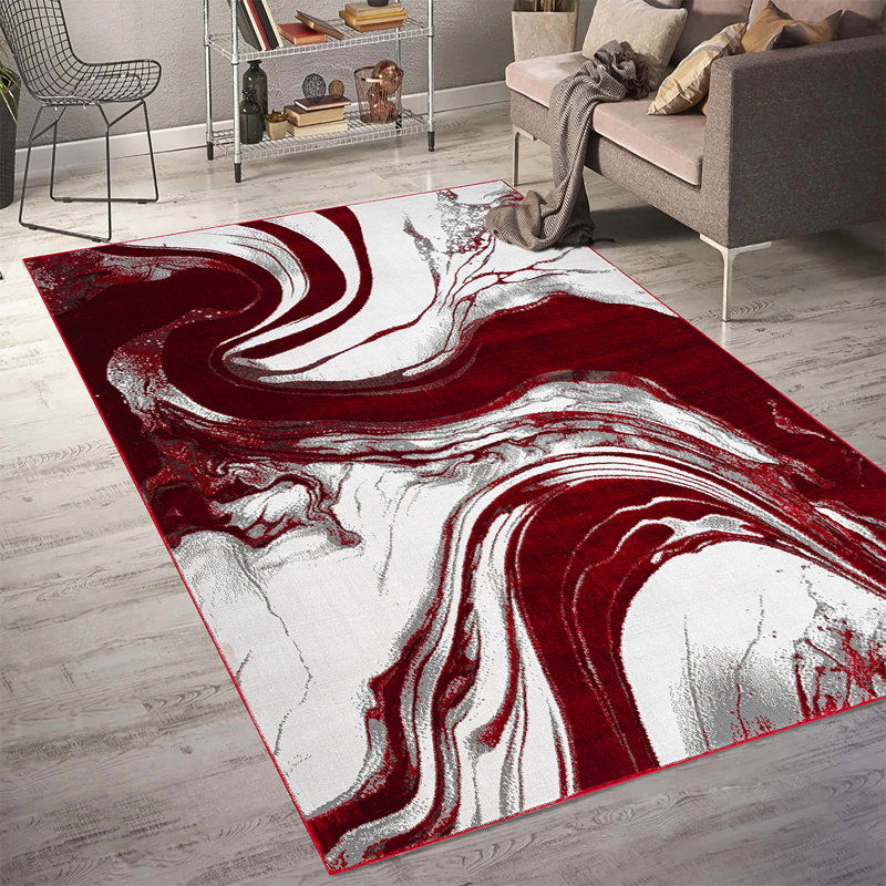 Modern Abstract Area Rug – 100% Polyester, Antistatic, Soil & Water Repellent, Colourfast Living Room Carpet