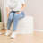 Collapsible Storage Ottoman Round with Tray Teddy Fabric Living Room Bedroom Ottoman with Storage-984372705