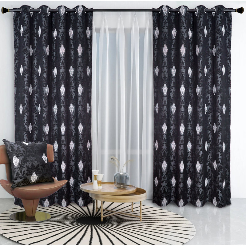Andranae Blackout Curtain Pair, Black, 168 W x 183 D cm