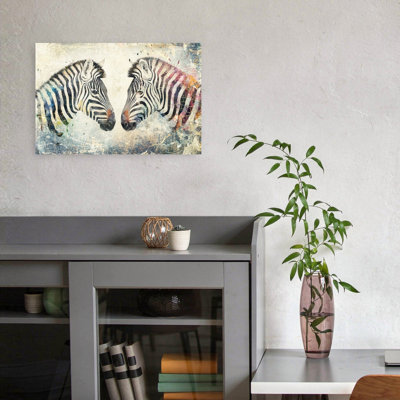 Colorful Zebra Art Abstract Colorful Contemporary Zebra Nature Wildlife Wall Art Print 1 Piece Wrapped Canvas Wall Art