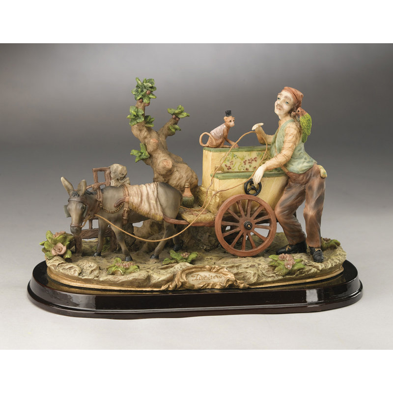 Organ on Cart with Monkey Figurine