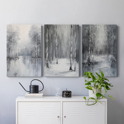 Lanscape Study Series 11 - Ensemble de 3 toiles tendues avec châssis - Prêt à être accroché