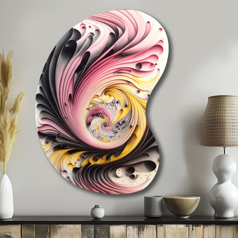 «Multi-Color Paint Swirl I» - forme irrégulière, spirales abstraites, art mural en métal, reproduction de sculpture murale asymétrique