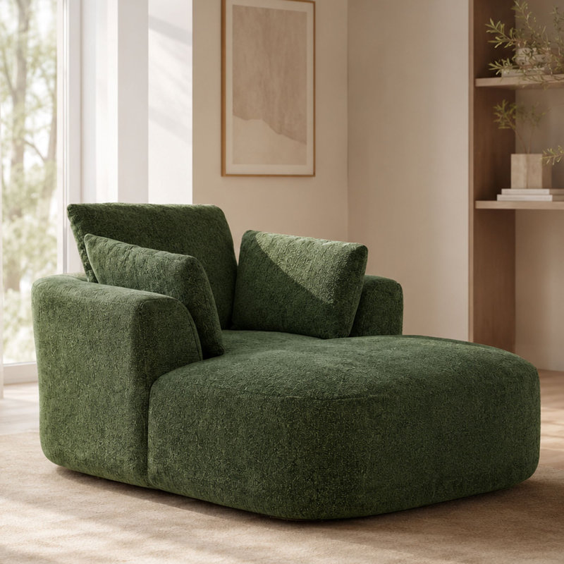 Upholstered Chaise Lounge, Green