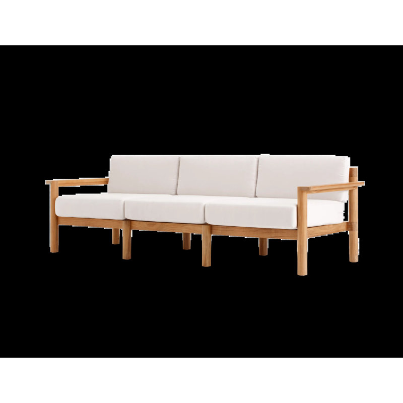 Haven 89.5'' Wide Teak Patio Sofa with Sunbrella® Cushions, Sunbrella Canvas
