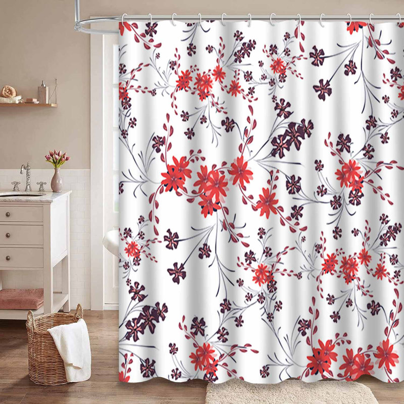 Rideau de douche imperméable à motif floral en lin avec 12 crochets DaisyDelicate, L 72 po x l 84 po